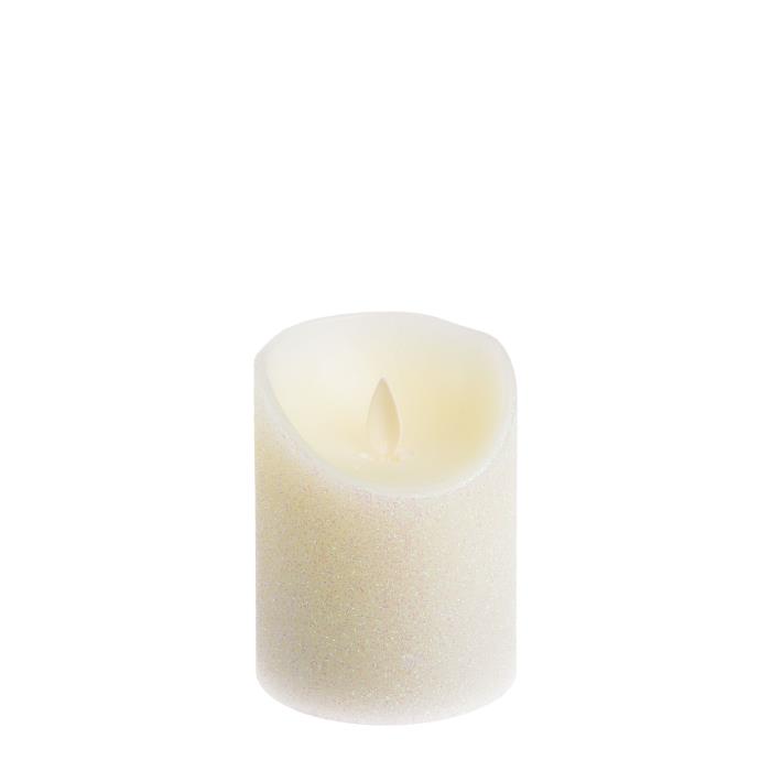 Candela a batteria con fiamma a Led 10 cm - Glitter Avorio