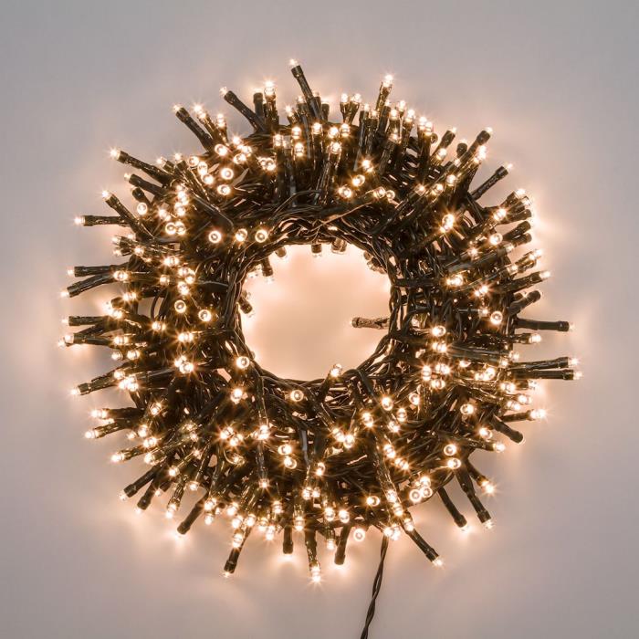 Catena luminosa 1000 Led con gioco luce per alberi di Natale - Bianco Caldo