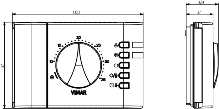 Termostato ambiente a batteria da parete con rotella - Vimar