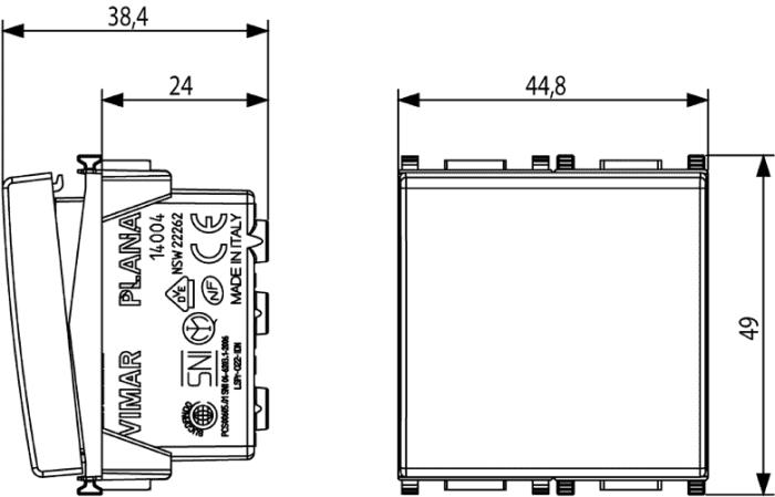 Deviatore Plana 10A 2 moduli