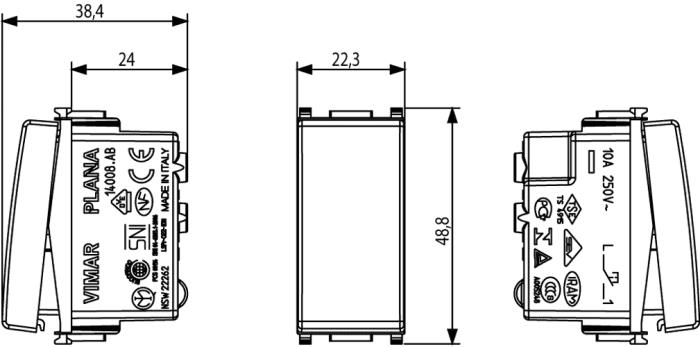 Pulsante illuminabile antibatterico normalmente aperto 1 modulo Plana