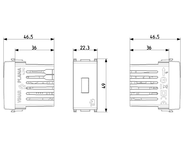 Presa USB-A d'alimentazione da muro 1 modulo - Plana