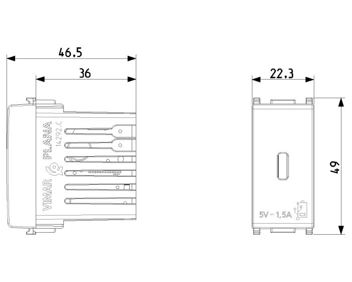 Presa USB-C d'alimentazione da muro 1 modulo - Plana