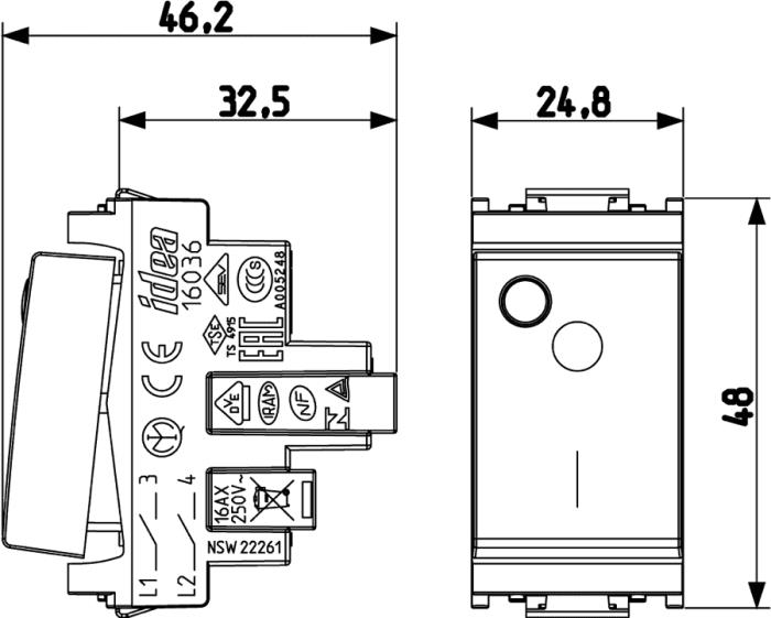 Interruttore bipolare 16A illuminabile Idea