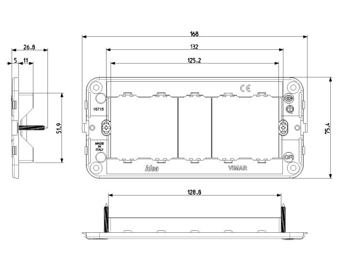 Supporto porta frutti per scatola rettangolare 5 moduli - Idea 