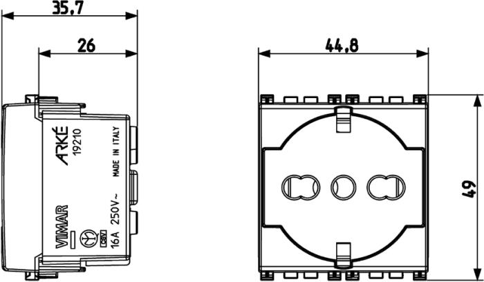 Presa universale schuko ed italiana 10-16A Arké