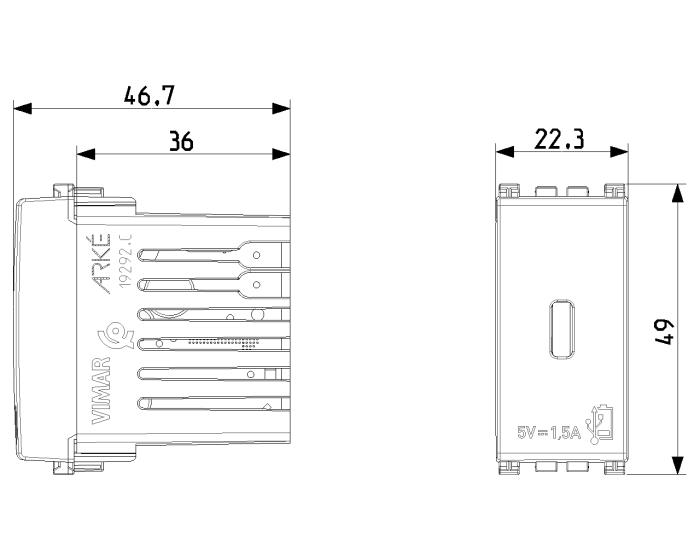 Presa USB-C d'alimentazione da muro 1 modulo - Arké