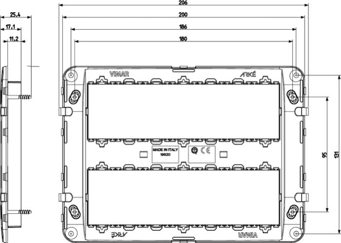 Confezione di supporti per scatola rettangolare 14 moduli ( 7 + 7 ) - Arké