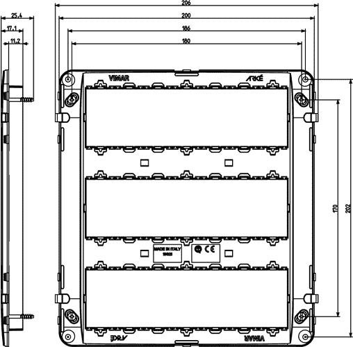 Supporto porta frutti per scatola rettangolare 21 moduli ( 7 + 7 + 7 ) - Arké