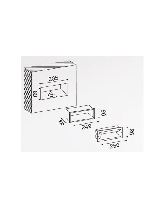 Applique segnapasso a Led da esterno da incasso rettangolare Grigio