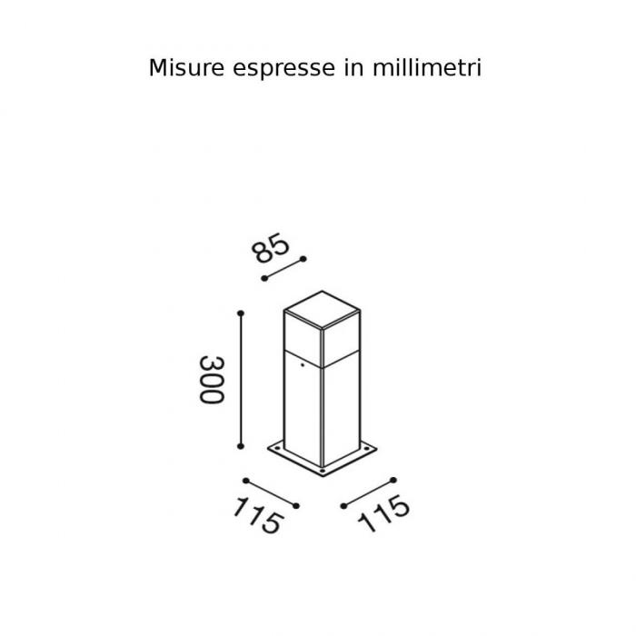 Lampione da Esterno Quadrato con Cubo trasparente Ruggine