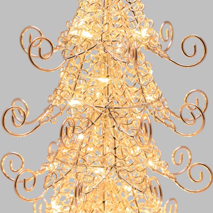 Albero di Natale luminoso in metallo rame da interno 3D 55 Led - Bianco Caldo