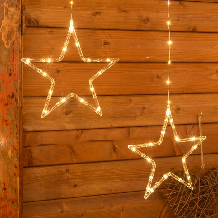 Tenda luminosa per esterno 176 microLed con stelle - Bianco Caldo