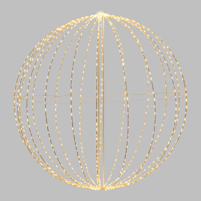 Sfera luminosa in metallo ripiegabile bianco da esterno 3D ø94cm - Bianco Caldo