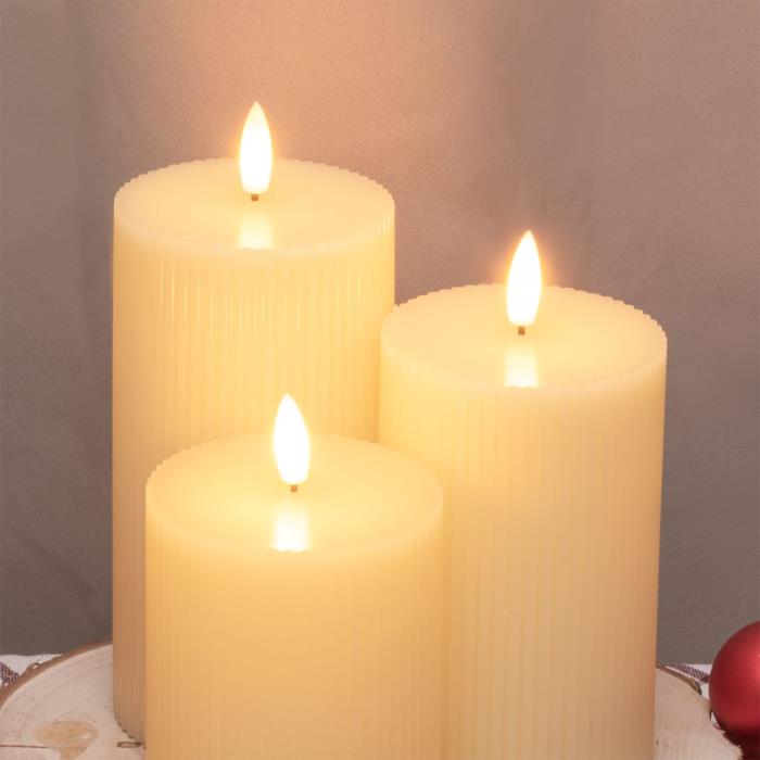 Set 3 candele a batteria con fiamma a Led - Avorio