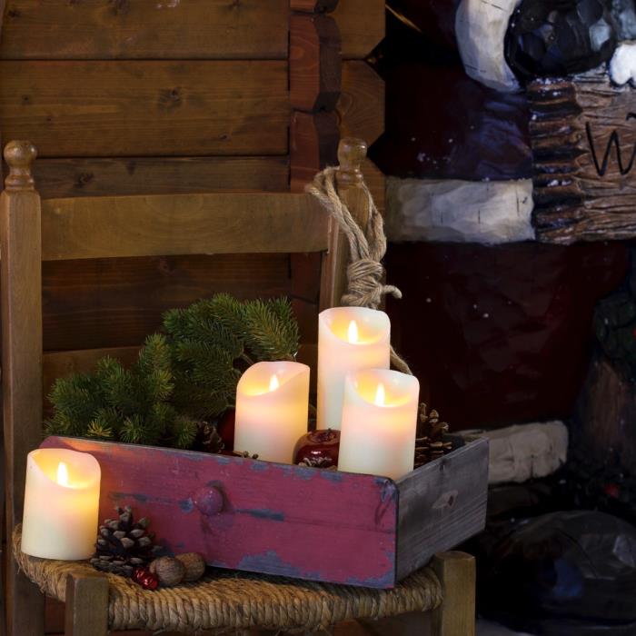 Candela a batteria con fiamma a Led 15 cm - Avorio Rustic