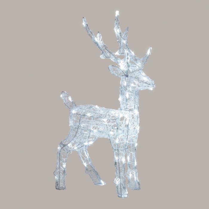 Renna luminosa in acrilico da esterno 3D 80 Led - Bianco Freddo