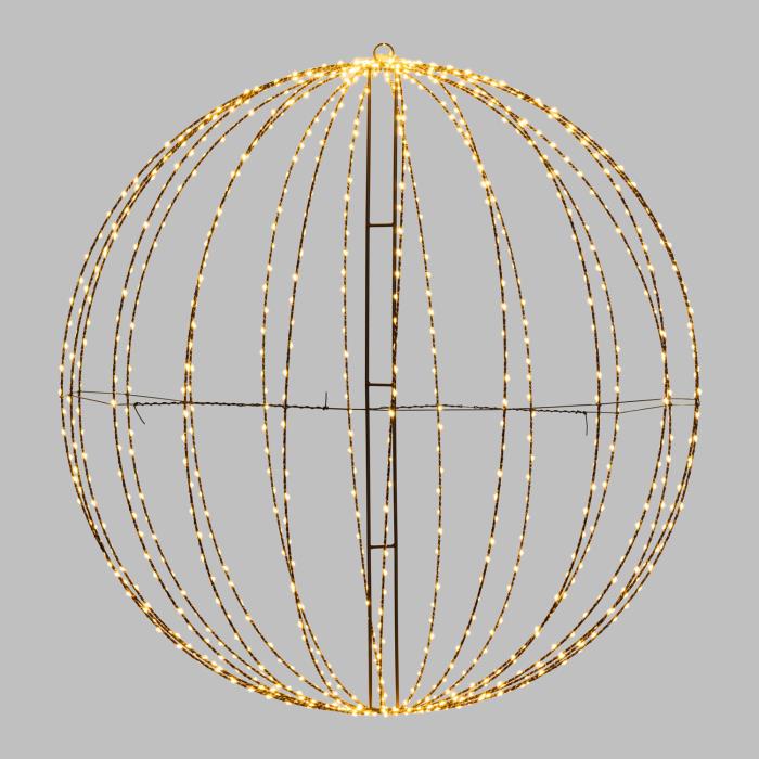 Sfera luminosa in metallo ripiegabile marrone da esterno 3D ø94cm - Bianco Caldo