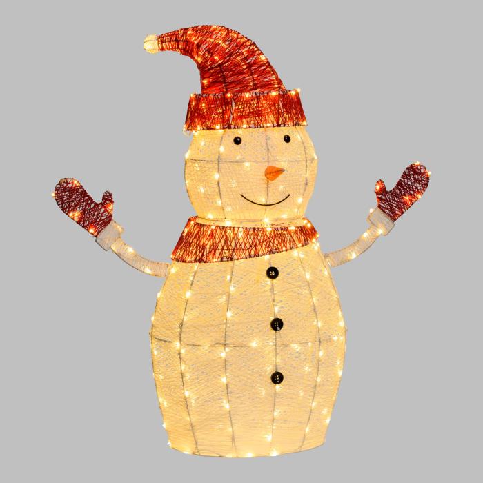 Pupazzo di neve luminoso in metallo da esterno 3D 275 Led - Bianco Caldo/Freddo