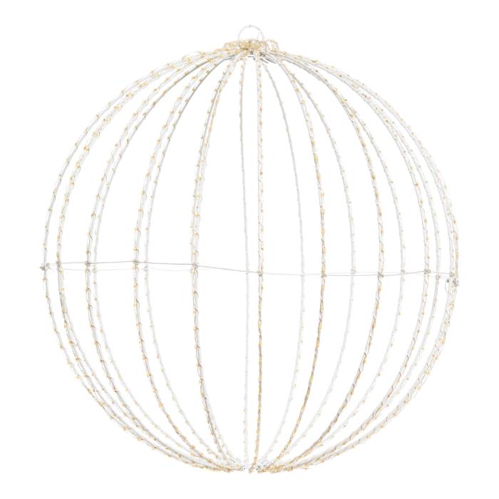 Sfera luminosa in metallo ripiegabile bianco da esterno 3D ø40cm - Bianco Caldo