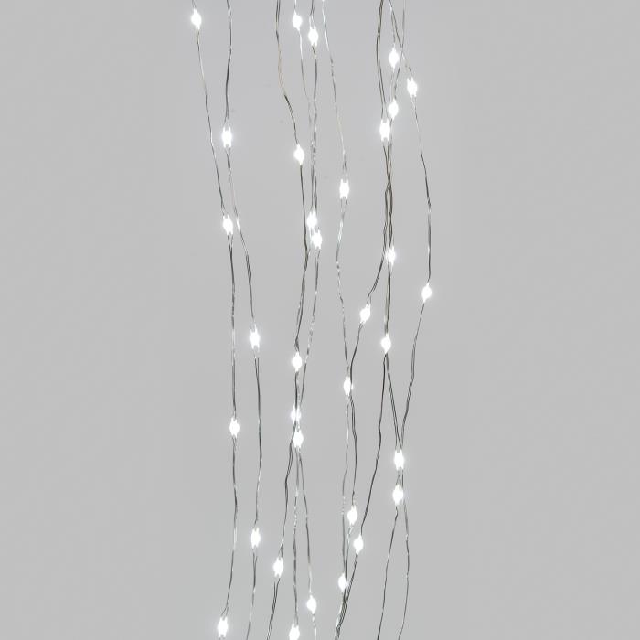 Cascata luminosa modellabile fili d'argento 150 Led - Bianco Freddo