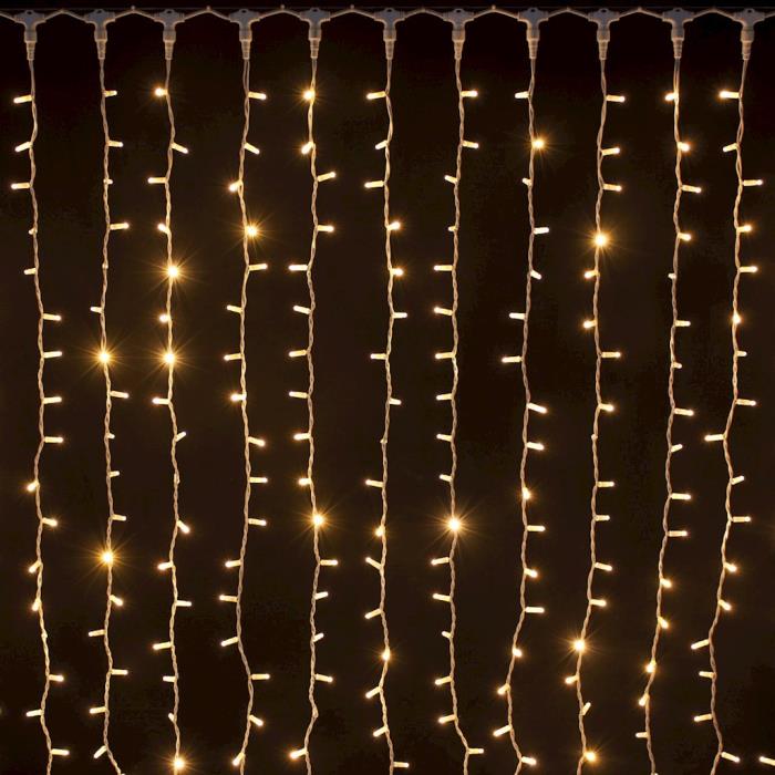 Tenda luminosa per esterno 304 maxi Led con gioco flash - Bianco Caldo