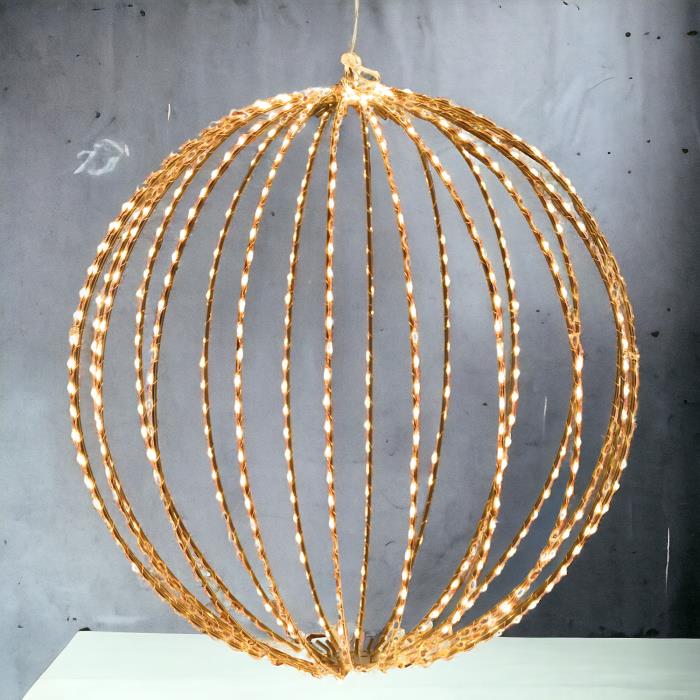 Sfera luminosa in metallo ripiegabile marrone da esterno 3D ø54cm - Bianco Caldo