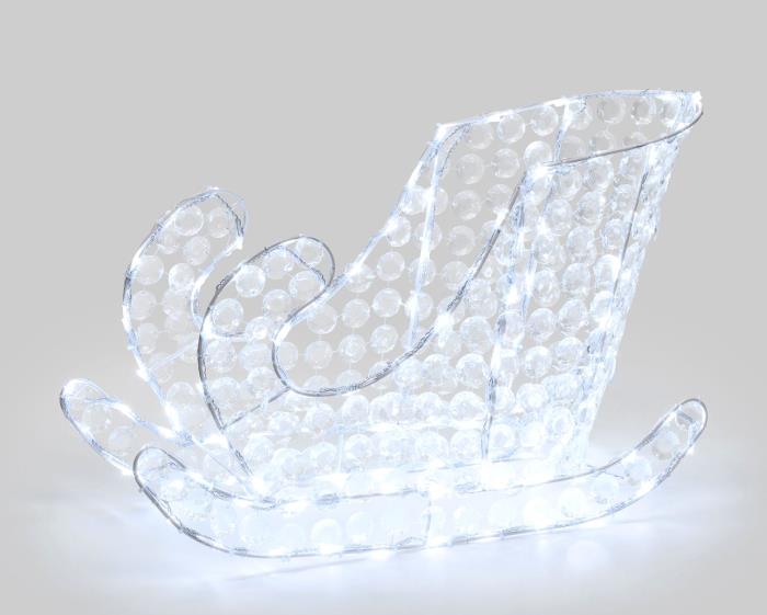 Slitta di Babbo Natale luminosa con cristalli 3D 120 Led - Bianco Freddo