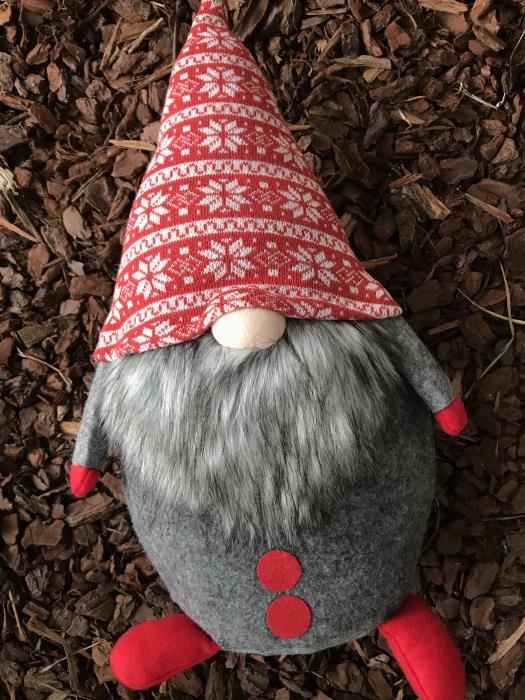 Gnomo di Natale fermaporta portafortuna con cappello rosso decorato- Maschio