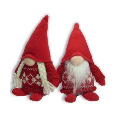 Gnomo di Natale portafortuna con maglione Rosso 17,5cm - Maschio