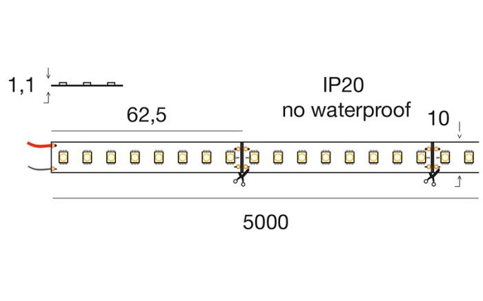 Striscia Led dimmerabile 24V 128 led/m 5 metri - luce naturale