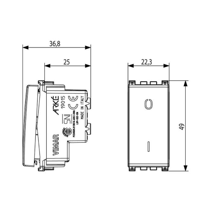 Interruttore bipolare 16A Arké