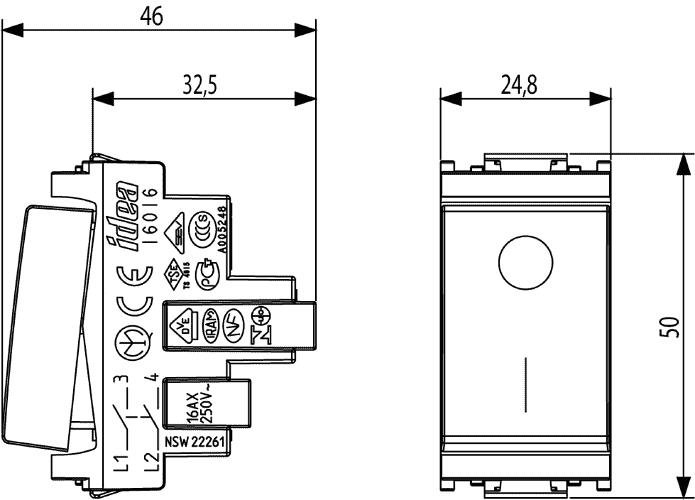 Interruttore bipolare 16A Idea