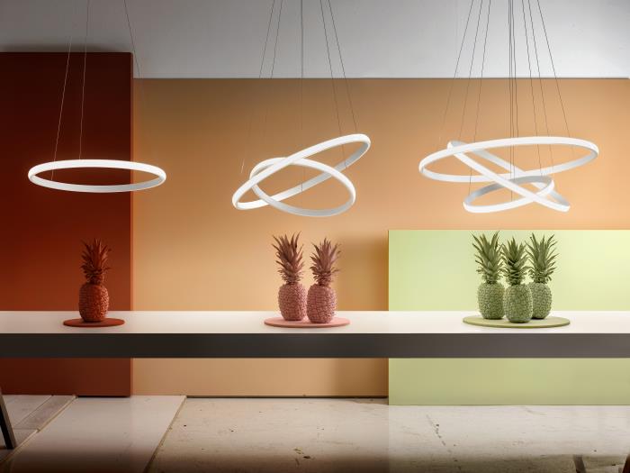 Sospensione moderna a Led ad anelli concentrici bianco - Iole