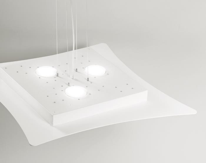 Sospensione moderna a rombo morbido con quadri di luce bianca - Isotta
