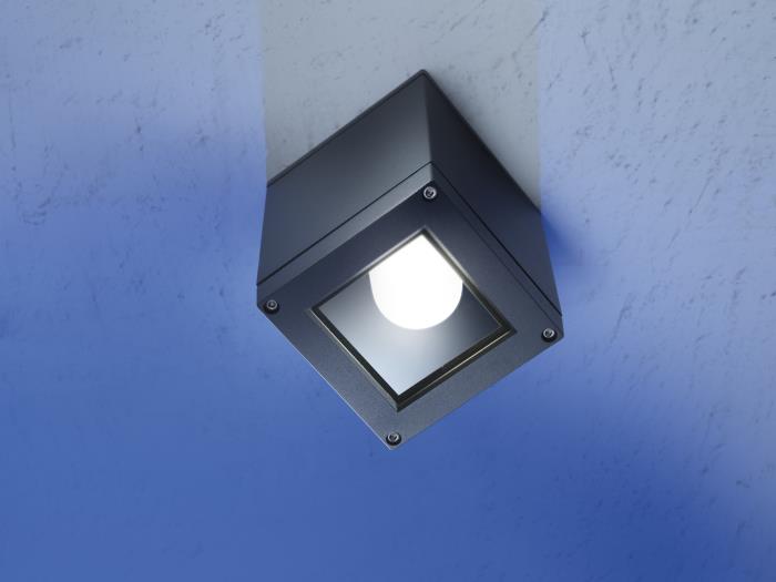 Plafoniera da esterno a cubo da soffitto antracite - Kubik