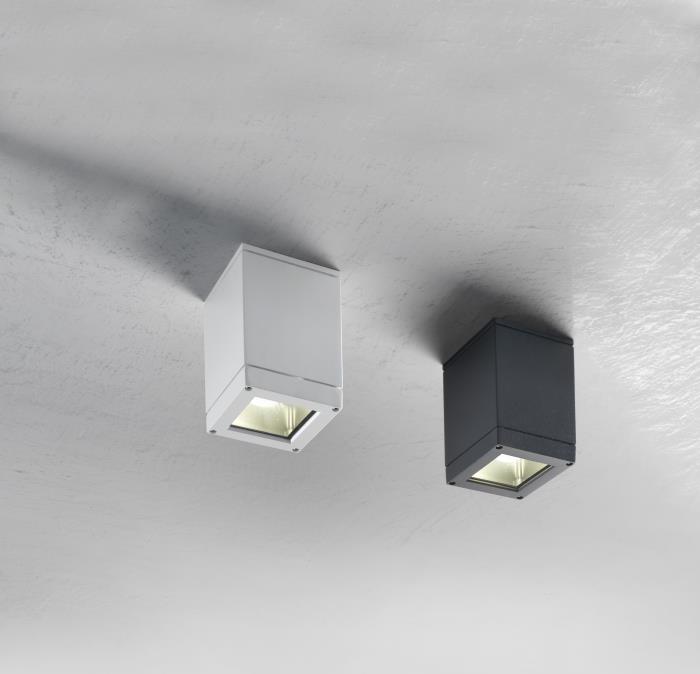 Plafoniera da esterno a cubo da soffitto antracite - Kubik