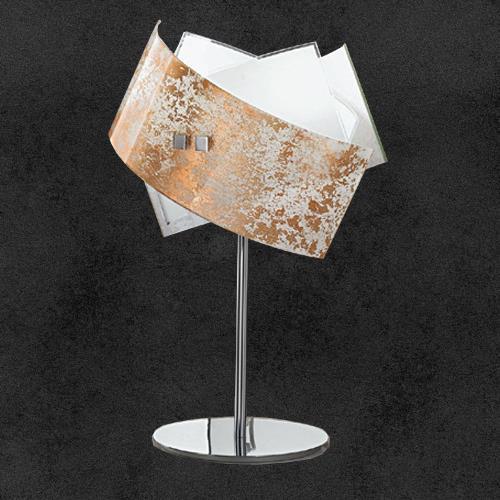 Lampada da tavolo in vetro decorato in foglia di rame - Camilla