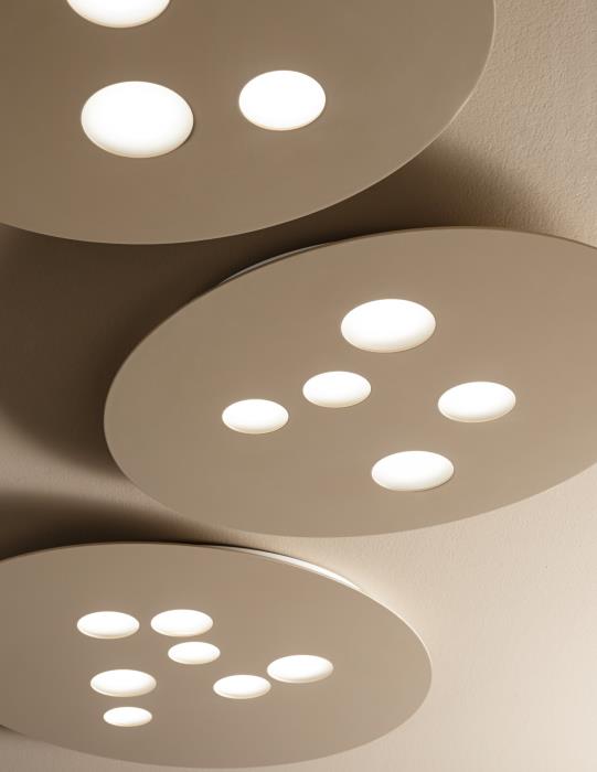 Plafoniera moderna ovale con tondi di luce tortora- Luna