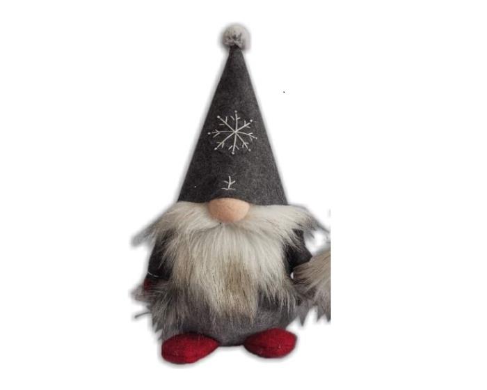Gnomo di Natale portafortuna con cappotto Grigio scuro 13cm - Maschio