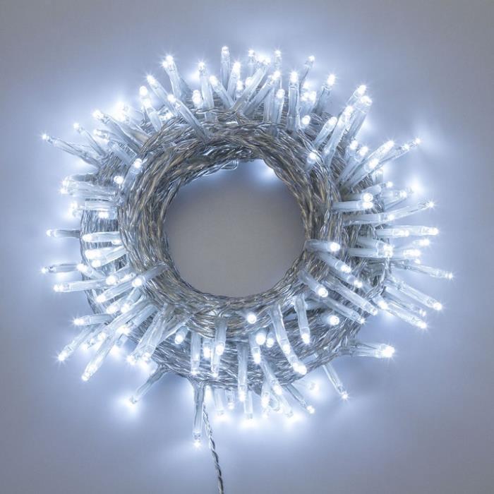 Catena luminosa 360 Led con cavo trasparente - Bianco Freddo