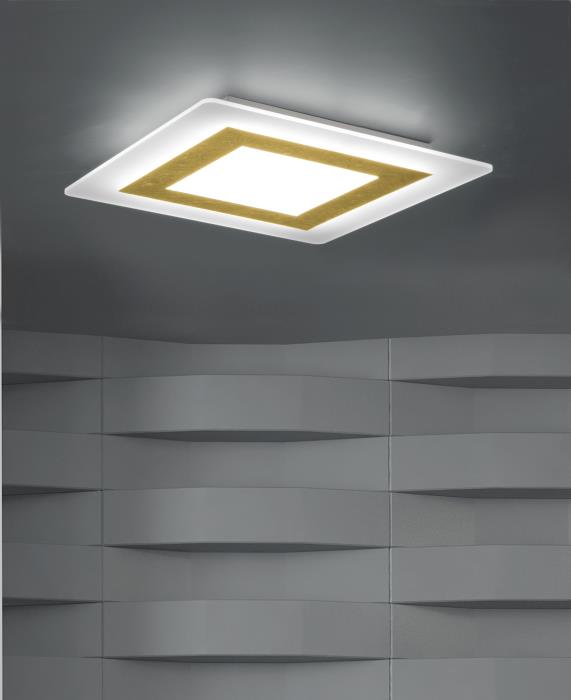 Plafoniera a Led con diffusore quadrato foglia d'oro - Oblio