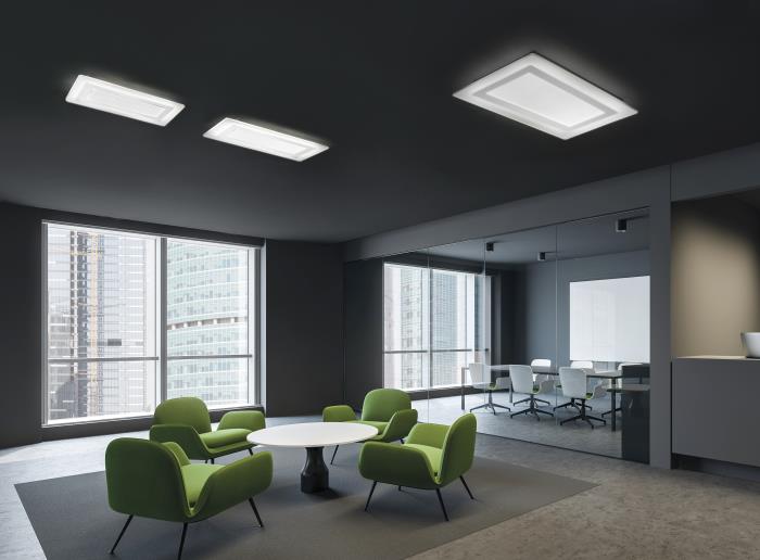 Plafoniera a Led con diffusore rettangolare grigio perla - Oblio