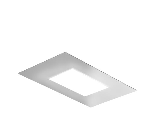 Plafoniera a Led rettangolare con diffusore centrale argento opaco - Pixel