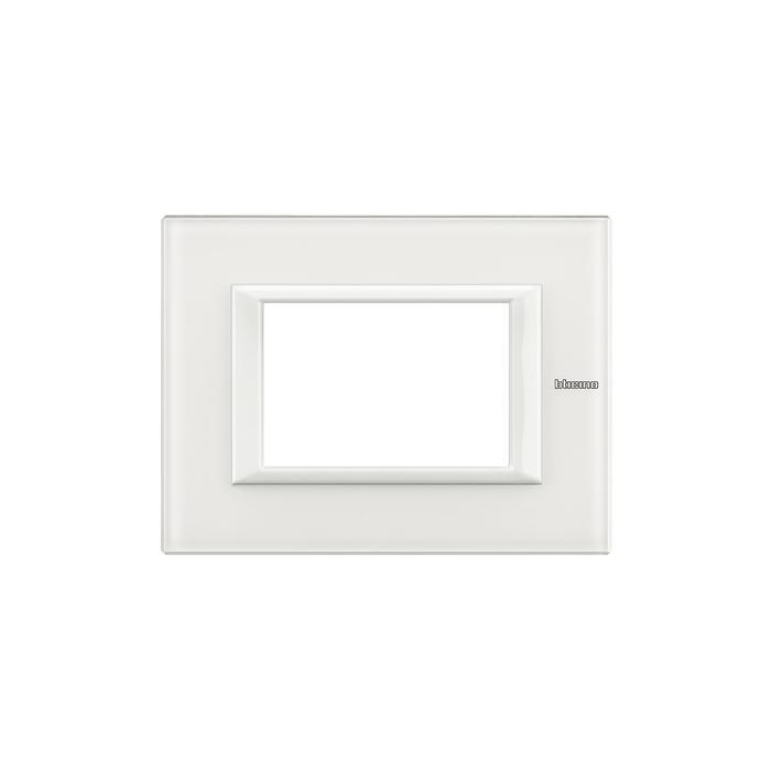 Placca Axolute 3 moduli vetro bianco