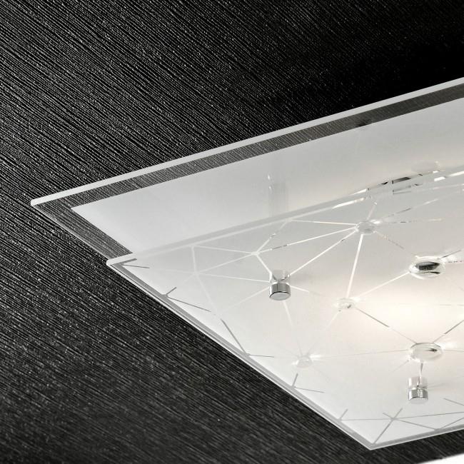 Plafoniera quadrata in vetro con gocce d cristallo - Perla