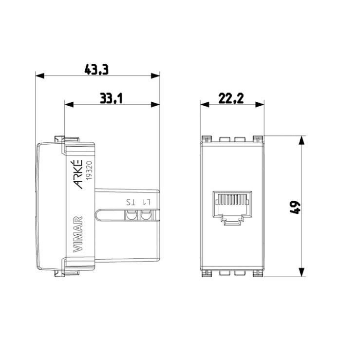 Presa telefonica RJ11 Arké