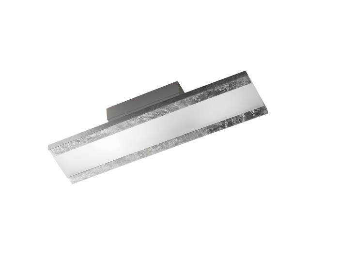 Applique Led rettangolare in metallo diffusore centrale foglia d'argento - Rail
