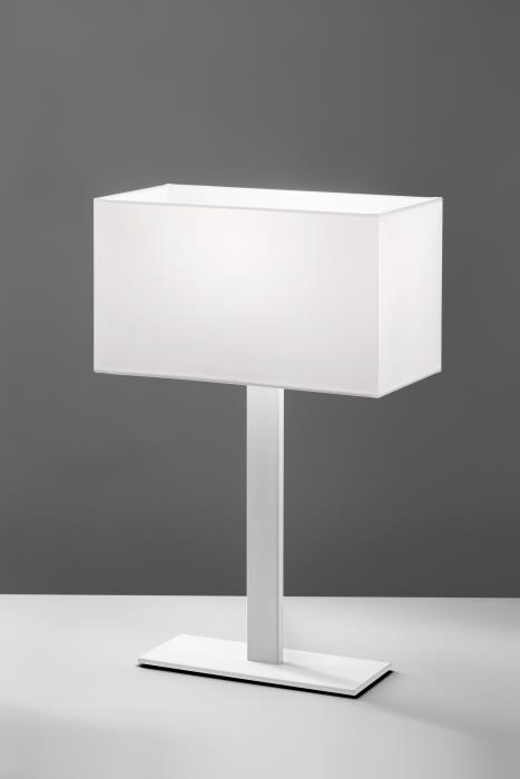 Lampada da tavolo metallo finitura bianco e paralume rettangolare bianco - Velia