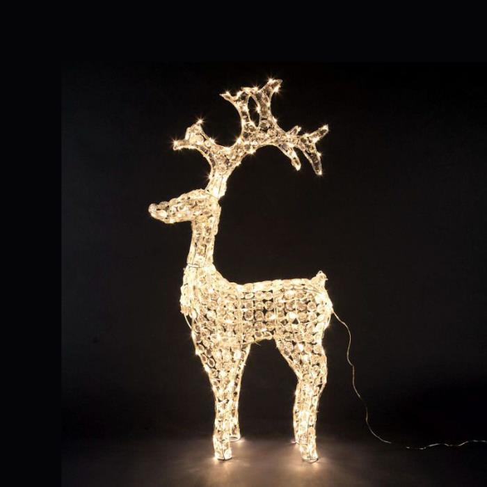 Renna luminosa con cristalli da esterno 3D 250 Led - Bianco Caldo